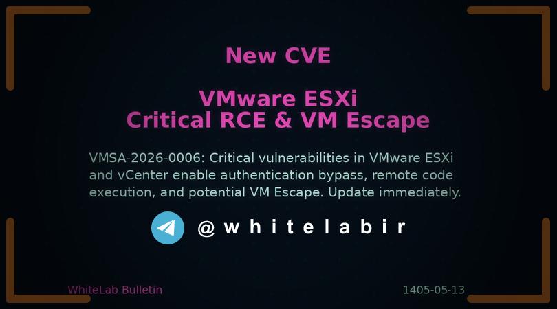 ⚠️ انتشار وصله امنیتی بحرانی برای ESXi و vCenter  ...